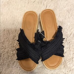 Universal Thread Black Fringe Sandals